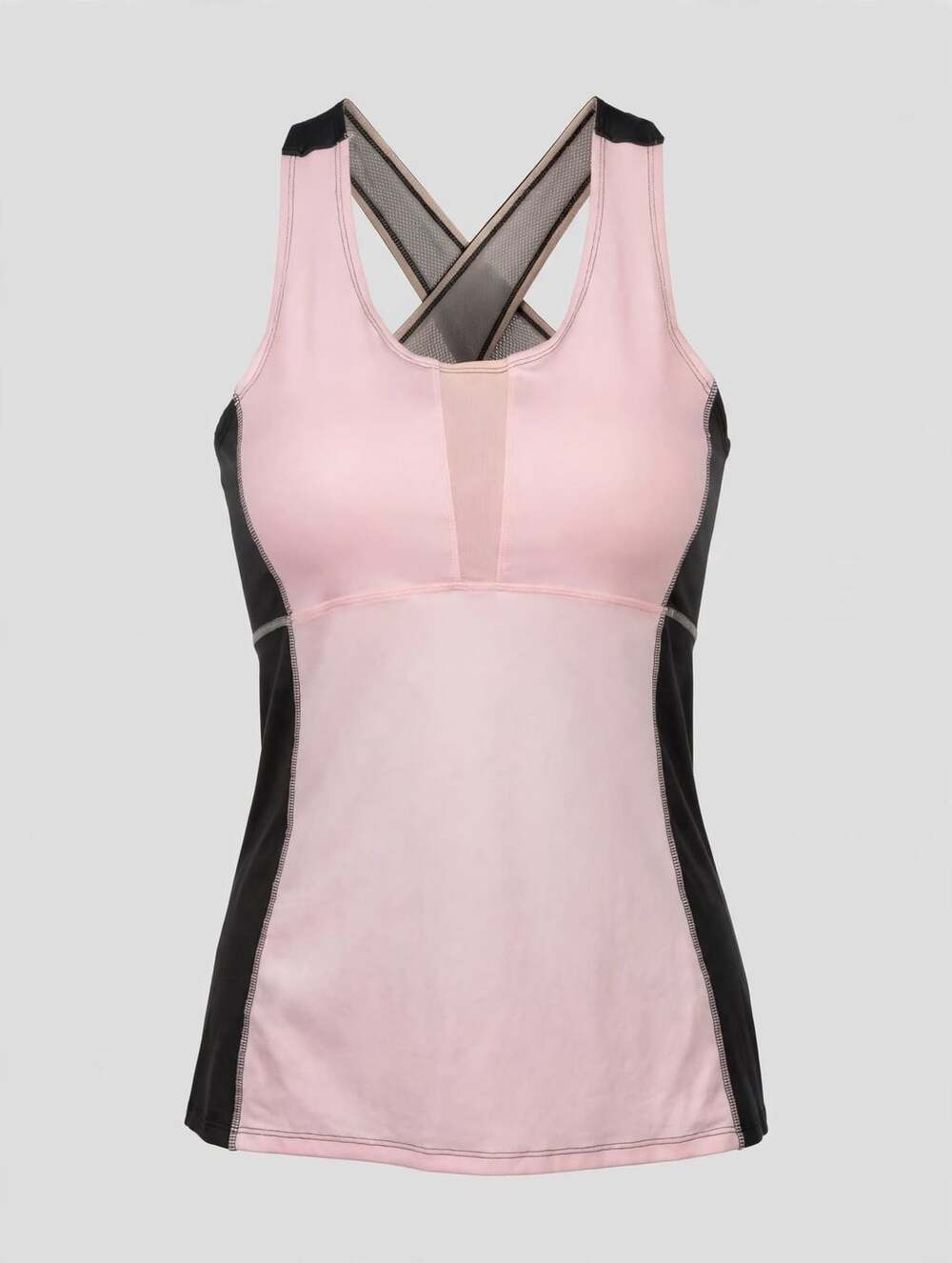 Gaiam Pink and Black Colorblock Activewear Tank Top with Cross-Back Straps